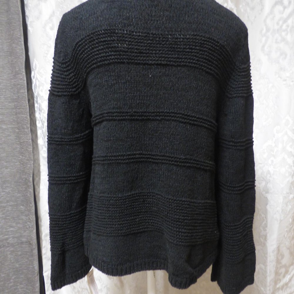 Style & Co Textured-Stripe Pullover Sweater Black - Picture 6 of 7